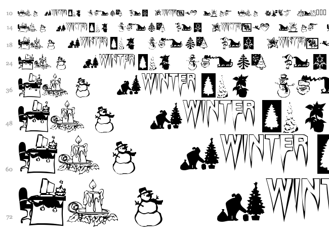 KR Christmas Time font waterfall